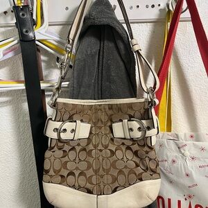 Coach Brown and Cream Hobo Bag
